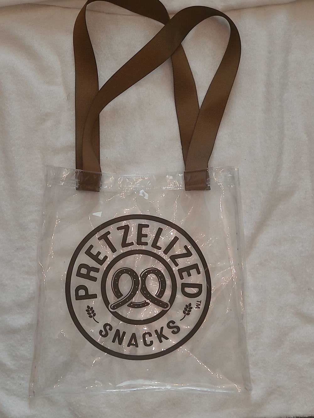 Pretzeled Clear Tote with Brown Straps